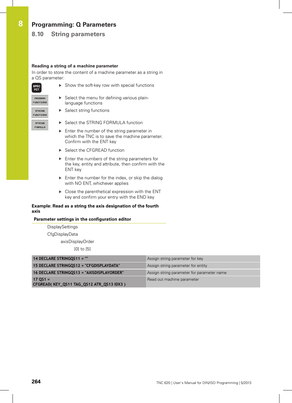 Programming: q parameters 8.10 string parameters | HEIDENHAIN TNC 620 (34056x-04) ISO programming User Manual | Page 264 / 531