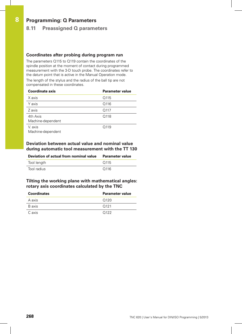 Coordinates after probing during program run | HEIDENHAIN TNC 620 (34056x-04) ISO programming User Manual | Page 268 / 531