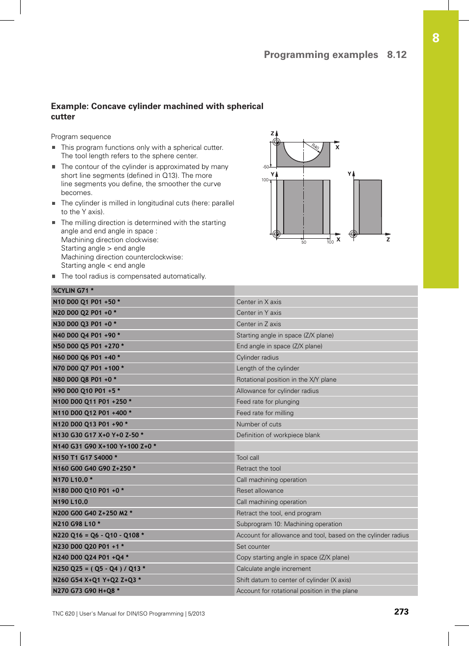 Programming examples 8.12 | HEIDENHAIN TNC 620 (34056x-04) ISO programming User Manual | Page 273 / 531