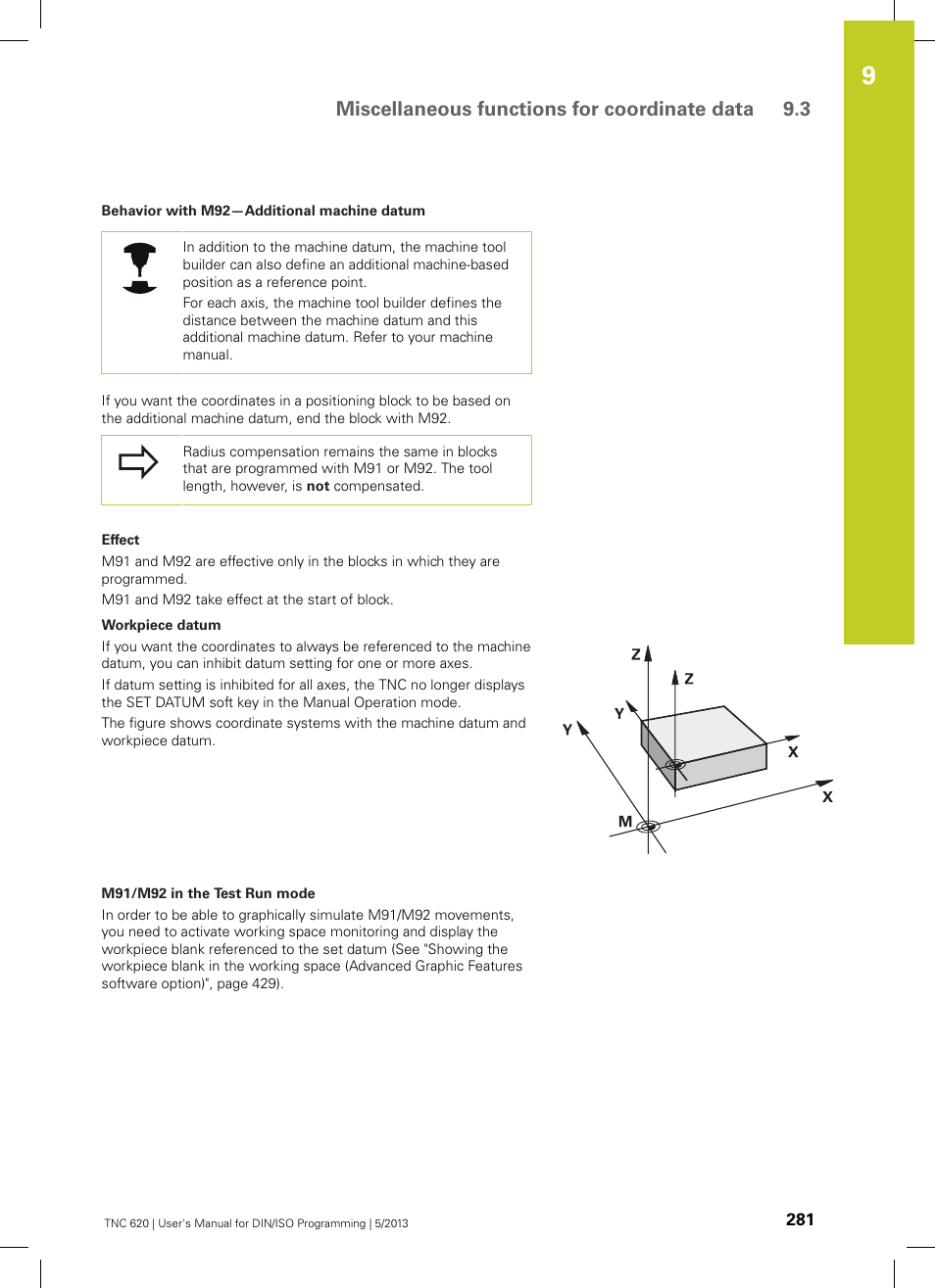 Miscellaneous functions for coordinate data 9.3 | HEIDENHAIN TNC 620 (34056x-04) ISO programming User Manual | Page 281 / 531