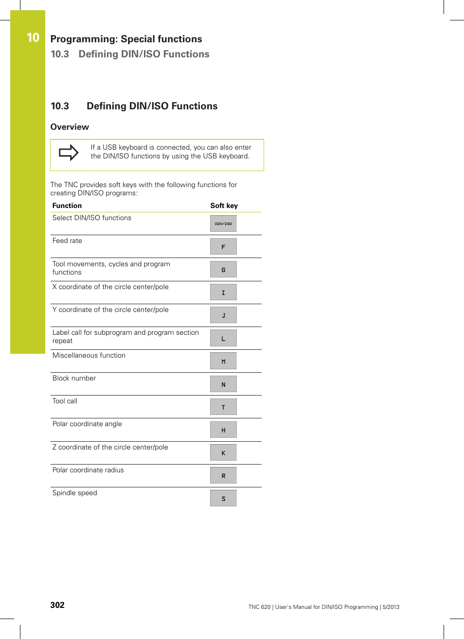 3 defining din/iso functions, Overview, Defining din/iso functions | HEIDENHAIN TNC 620 (34056x-04) ISO programming User Manual | Page 302 / 531
