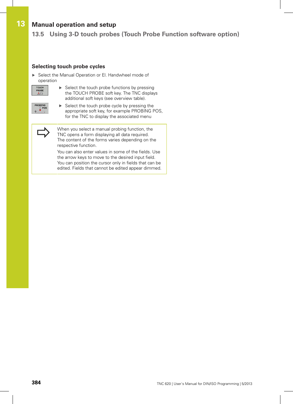 Selecting touch probe cycles | HEIDENHAIN TNC 620 (34056x-04) ISO programming User Manual | Page 384 / 531