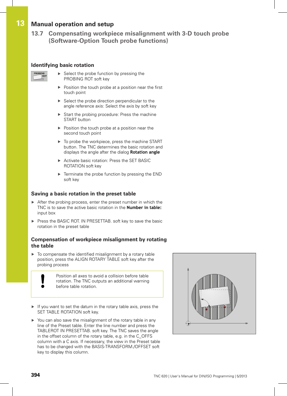 Identifying basic rotation, Saving a basic rotation in the preset table | HEIDENHAIN TNC 620 (34056x-04) ISO programming User Manual | Page 394 / 531