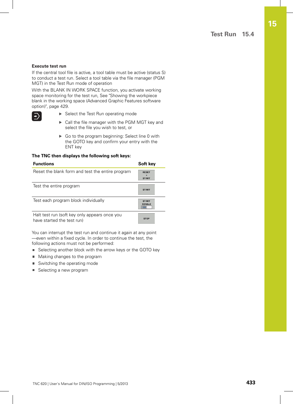 Test run 15.4 | HEIDENHAIN TNC 620 (34056x-04) ISO programming User Manual | Page 433 / 531