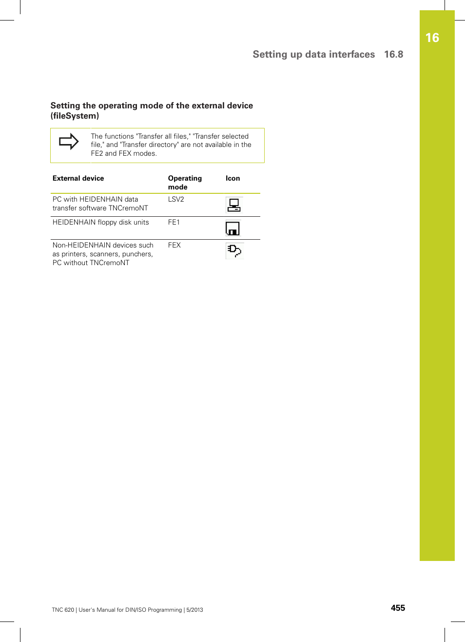 Setting up data interfaces 16.8 | HEIDENHAIN TNC 620 (34056x-04) ISO programming User Manual | Page 455 / 531