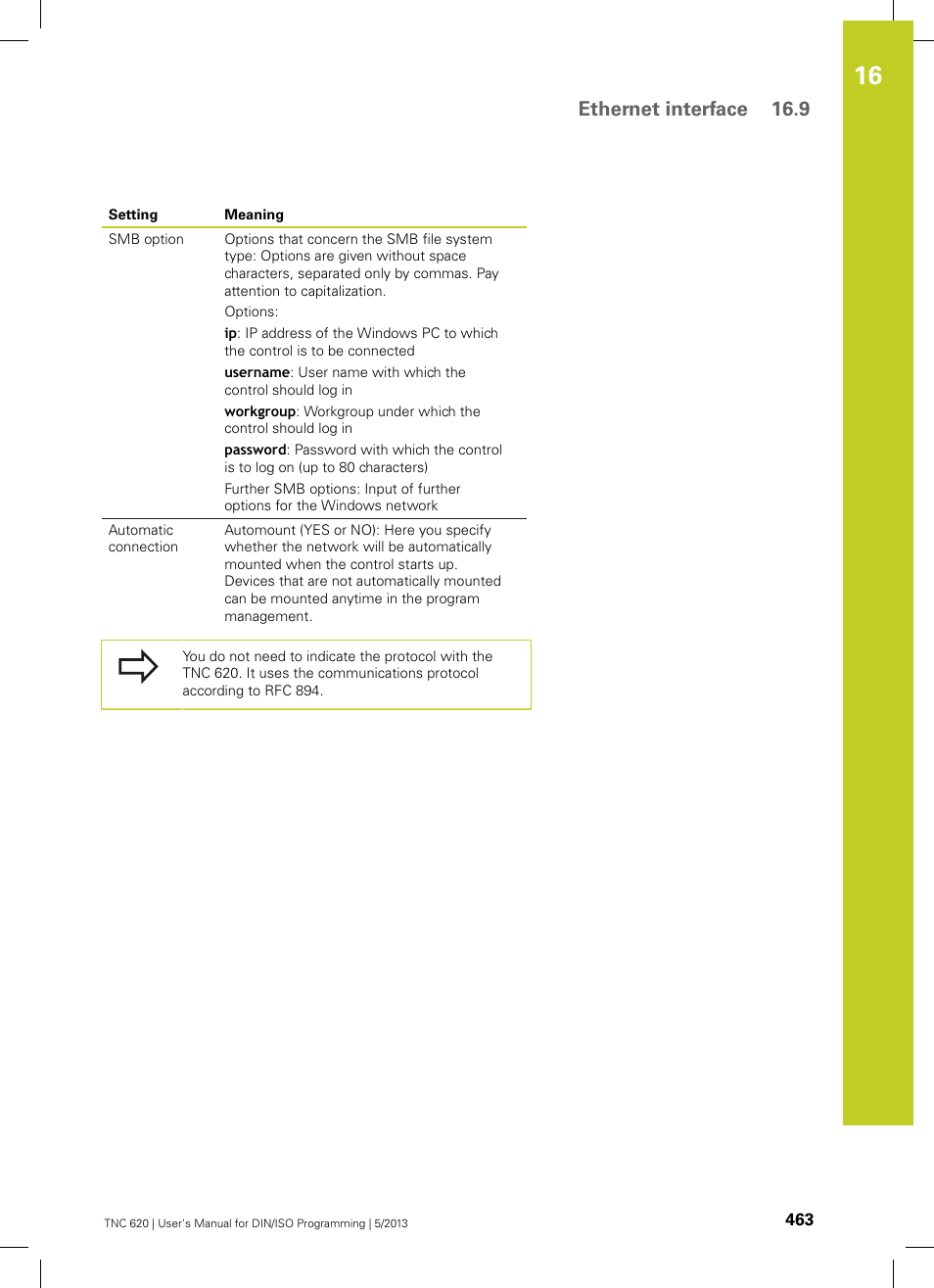 Ethernet interface 16.9 | HEIDENHAIN TNC 620 (34056x-04) ISO programming User Manual | Page 463 / 531