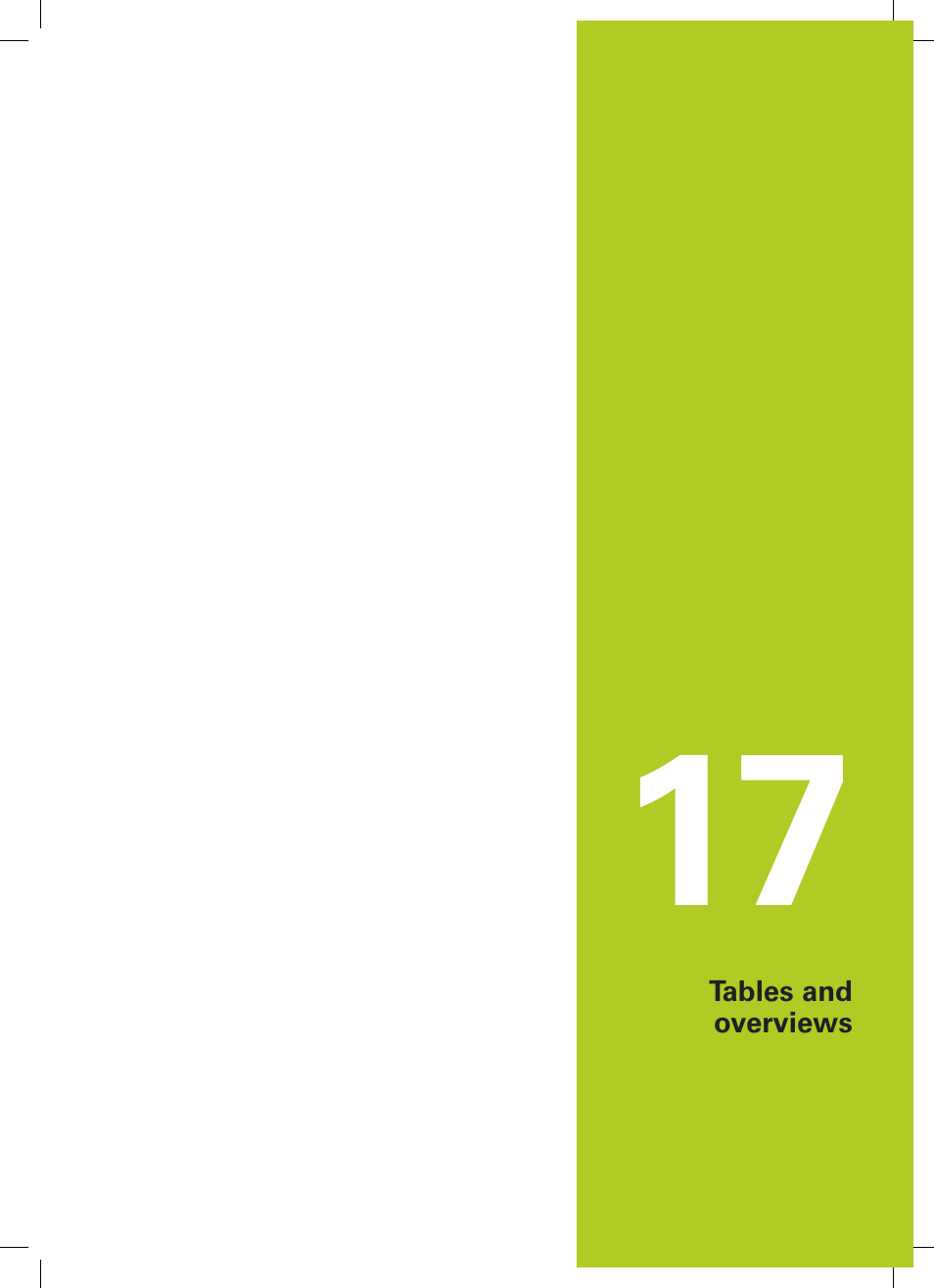 17 tables and overviews, Tables and overviews | HEIDENHAIN TNC 620 (34056x-04) ISO programming User Manual | Page 469 / 531
