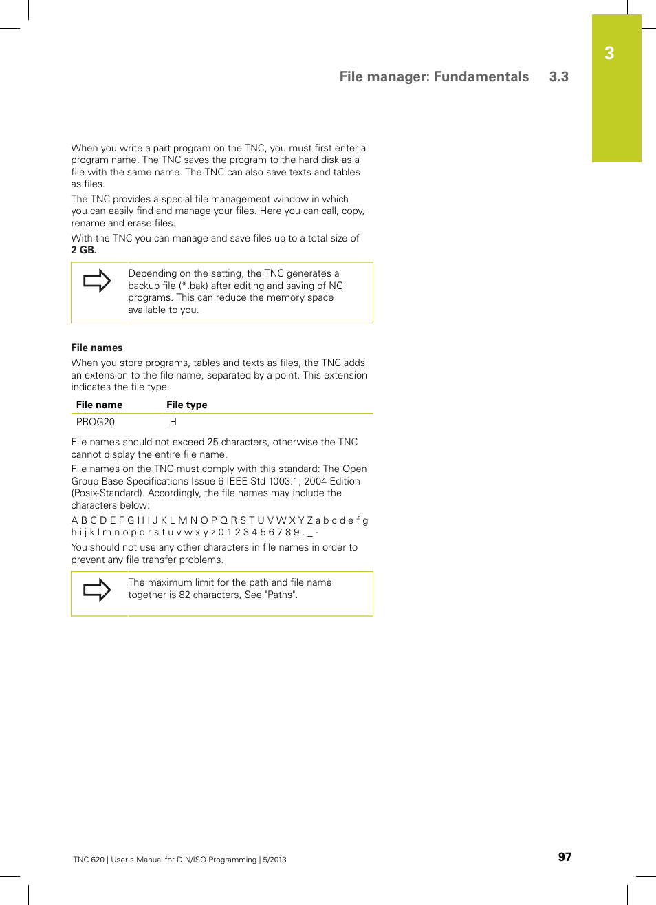 File manager: fundamentals 3.3 | HEIDENHAIN TNC 620 (34056x-04) ISO programming User Manual | Page 97 / 531
