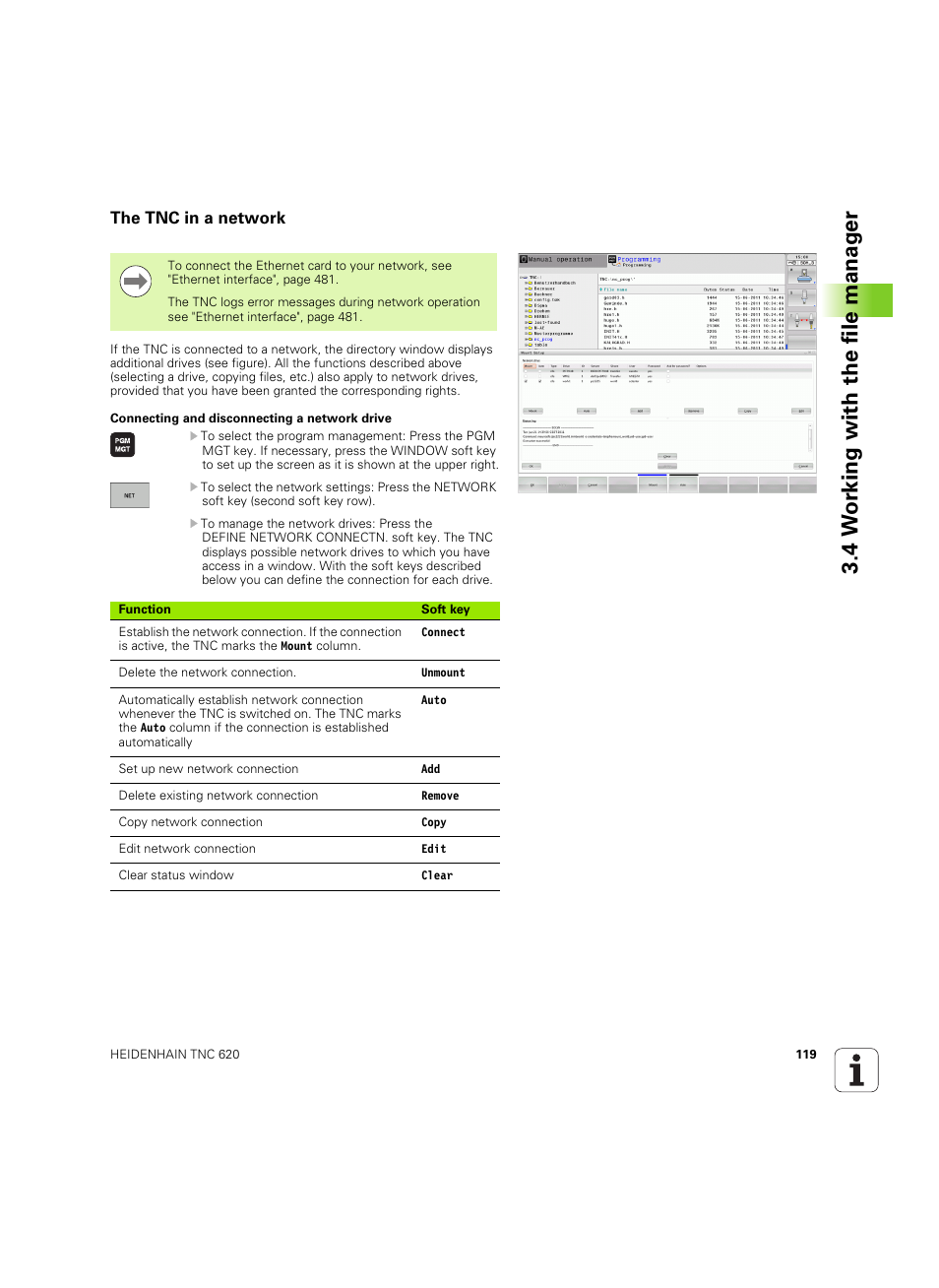 The tnc in a network, 4 w o rk ing with the file manag e r | HEIDENHAIN TNC 620 (73498x-01) User Manual | Page 119 / 547