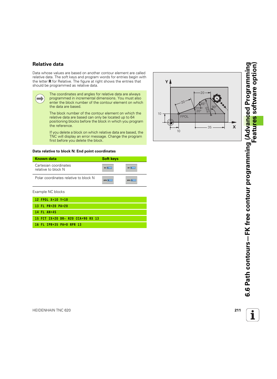 Relative data | HEIDENHAIN TNC 620 (73498x-01) User Manual | Page 211 / 547