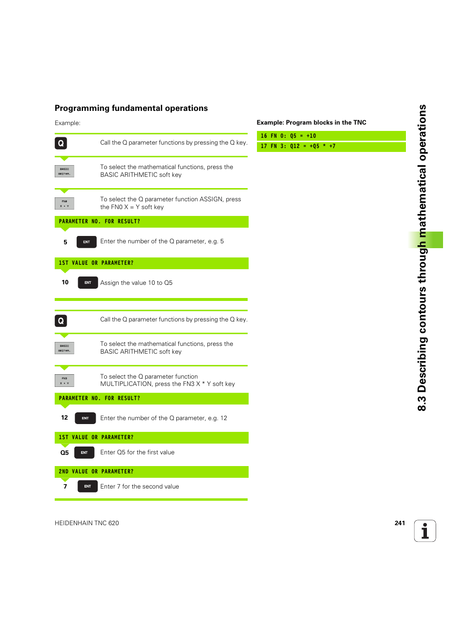 Programming fundamental operations | HEIDENHAIN TNC 620 (73498x-01) User Manual | Page 241 / 547