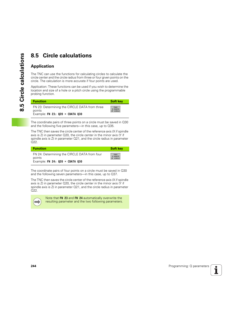 5 circle calculations, Application, 5 cir c le calculations 8.5 circle calculations | HEIDENHAIN TNC 620 (73498x-01) User Manual | Page 244 / 547