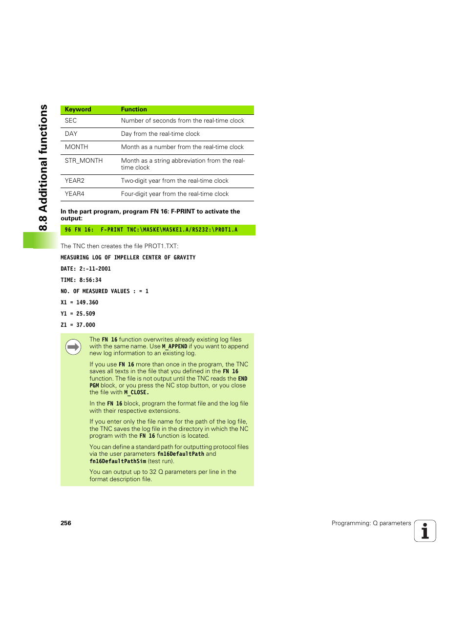 8 a d ditional functions | HEIDENHAIN TNC 620 (73498x-01) User Manual | Page 256 / 547