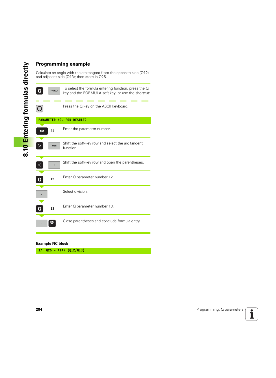 Programming example, 1 0 ent er ing f o rm ulas dir e ctly | HEIDENHAIN TNC 620 (73498x-01) User Manual | Page 284 / 547