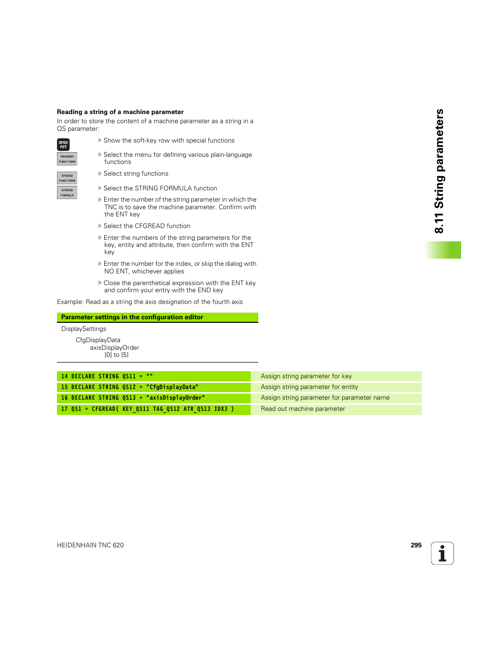 1 1 str ing par a met e rs | HEIDENHAIN TNC 620 (73498x-01) User Manual | Page 295 / 547