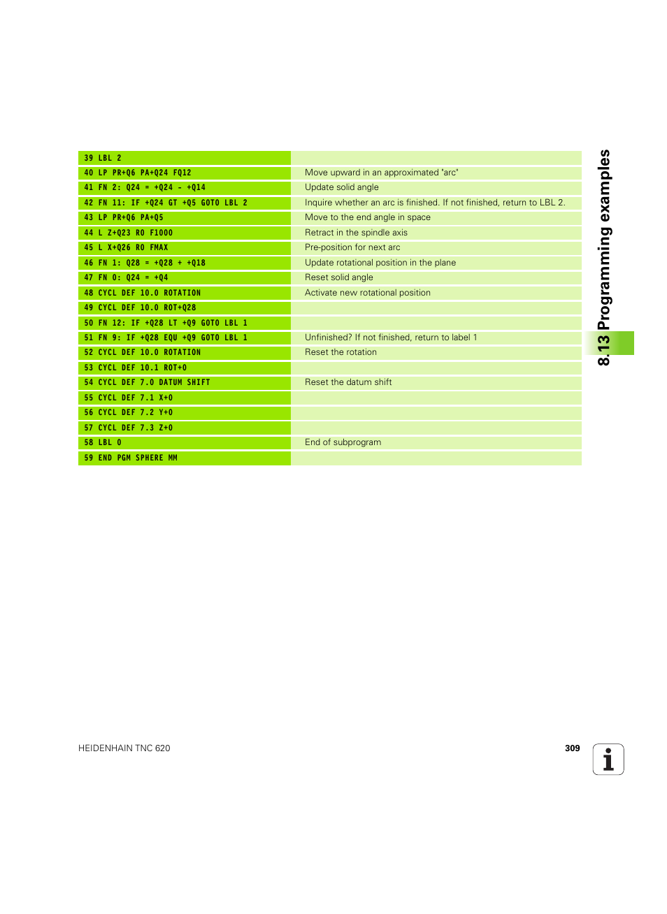 13 pr ogr amming examples | HEIDENHAIN TNC 620 (73498x-01) User Manual | Page 309 / 547