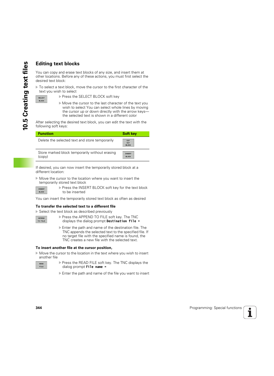 Editing text blocks, 10 .5 cr eating t e xt files | HEIDENHAIN TNC 620 (73498x-01) User Manual | Page 344 / 547