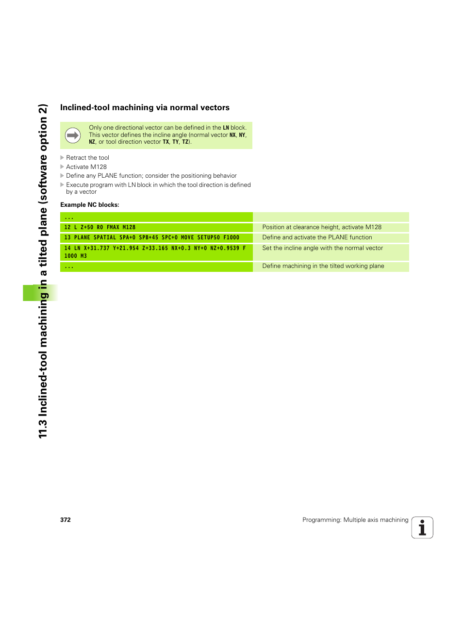 Inclined-tool machining via normal vectors | HEIDENHAIN TNC 620 (73498x-01) User Manual | Page 372 / 547