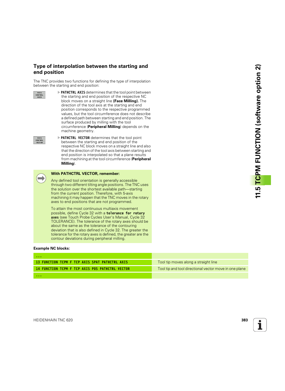 5 tcpm function (sof tw ar e o ption 2) | HEIDENHAIN TNC 620 (73498x-01) User Manual | Page 383 / 547