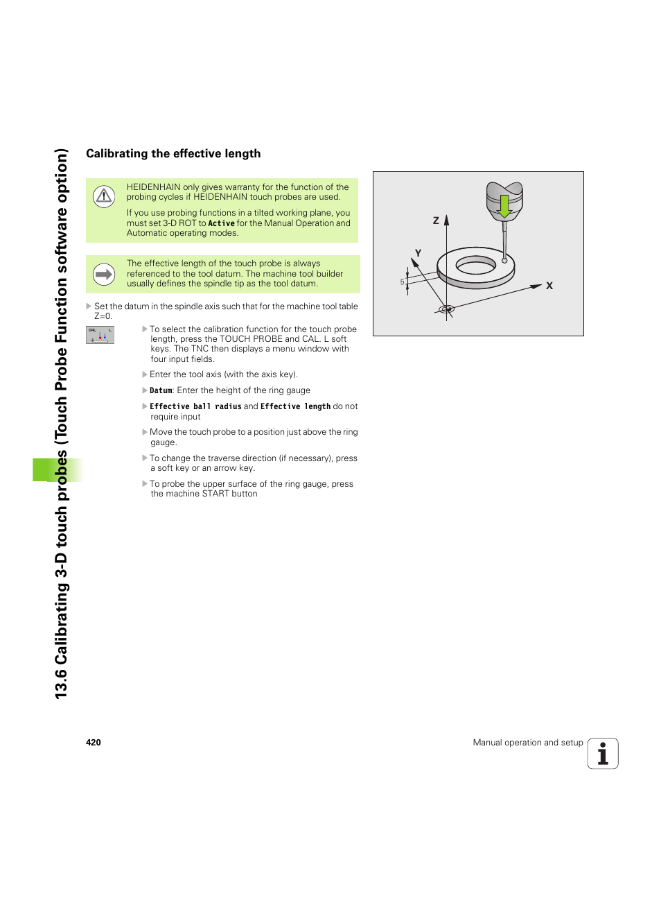 Calibrating the effective length | HEIDENHAIN TNC 620 (73498x-01) User Manual | Page 420 / 547