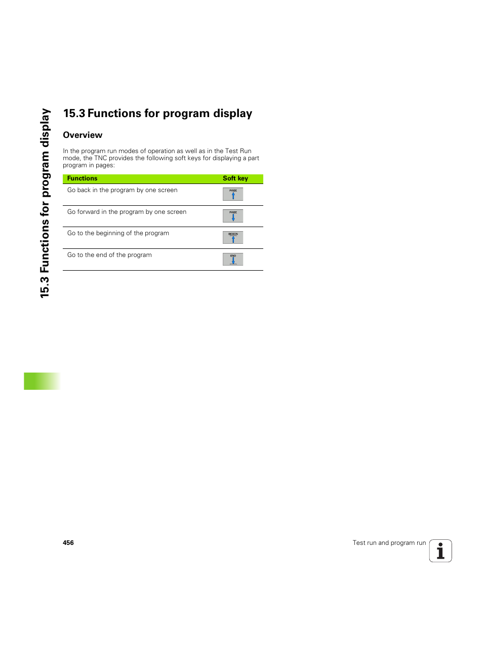3 functions for program display, Overview | HEIDENHAIN TNC 620 (73498x-01) User Manual | Page 456 / 547