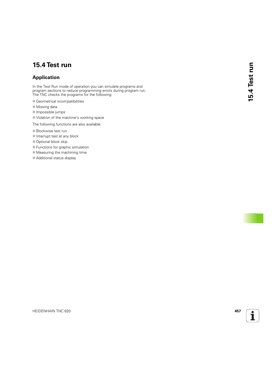 4 test run, Application | HEIDENHAIN TNC 620 (73498x-01) User Manual | Page 457 / 547