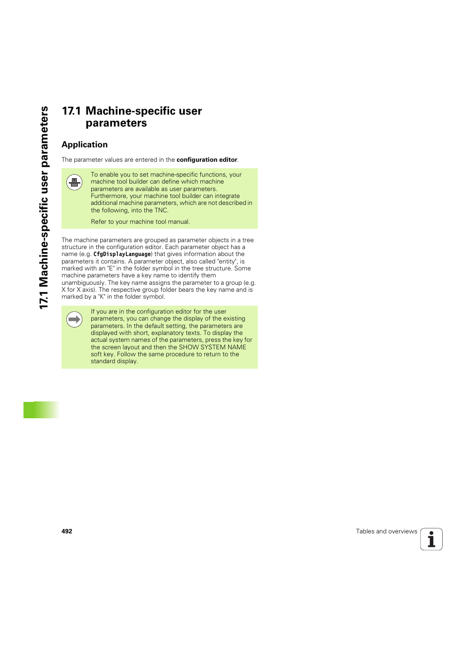 1 machine-specific user parameters, Application | HEIDENHAIN TNC 620 (73498x-01) User Manual | Page 492 / 547