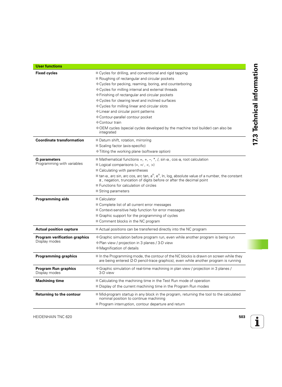 3 t e c hnical inf o rm ation | HEIDENHAIN TNC 620 (73498x-01) User Manual | Page 503 / 547