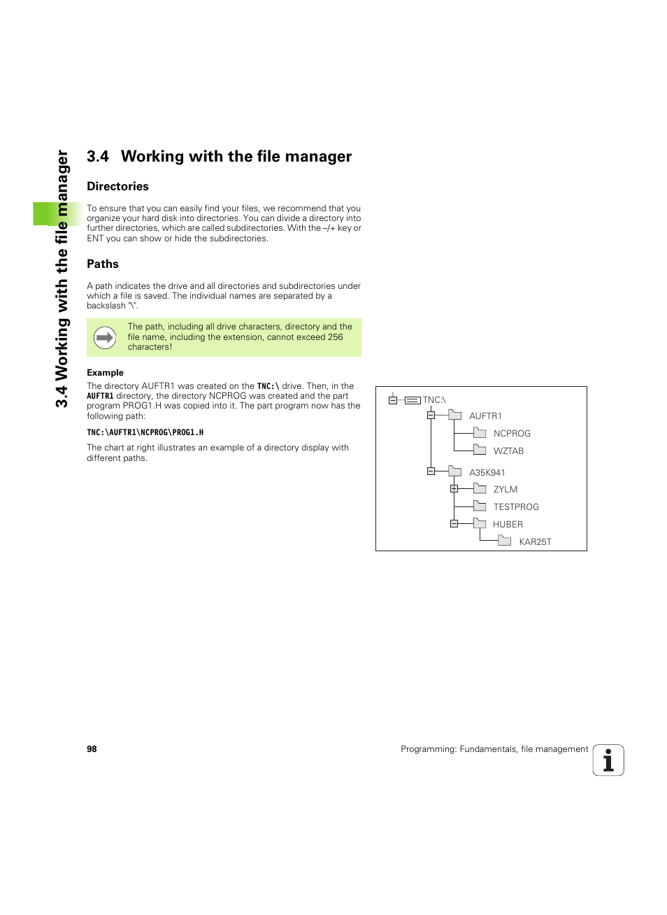 4 working with the file manager, Directories, Paths | HEIDENHAIN TNC 620 (73498x-01) User Manual | Page 98 / 547