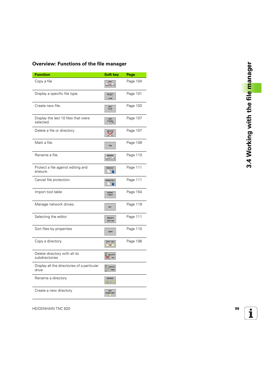Overview: functions of the file manager, 4 w o rk ing with the file manag e r | HEIDENHAIN TNC 620 (73498x-01) User Manual | Page 99 / 547