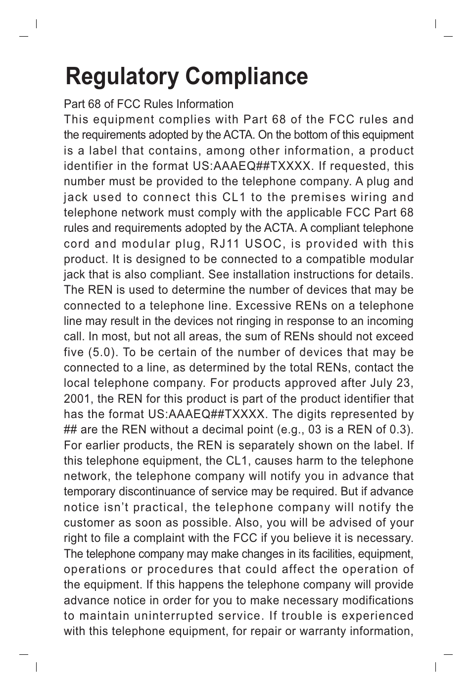 Regulatory compliance | ClearSounds LOUD N CLEAR CL1 User Manual | Page 6 / 8