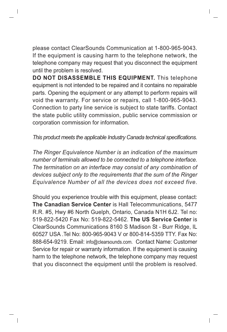 ClearSounds LOUD N CLEAR CL1 User Manual | Page 7 / 8