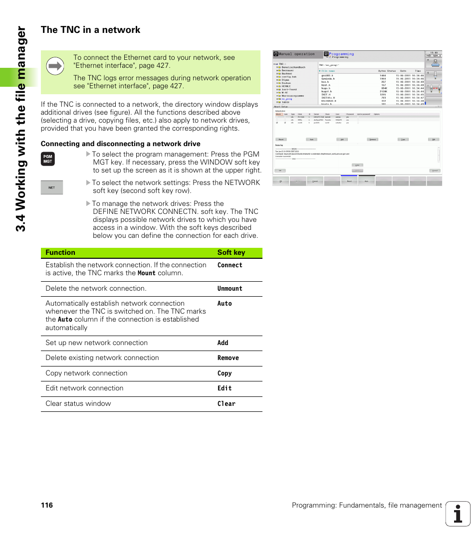 The tnc in a network, 4 w o rk ing with the file manag e r | HEIDENHAIN TNC 620 (73498x-01) ISO programming User Manual | Page 116 / 497