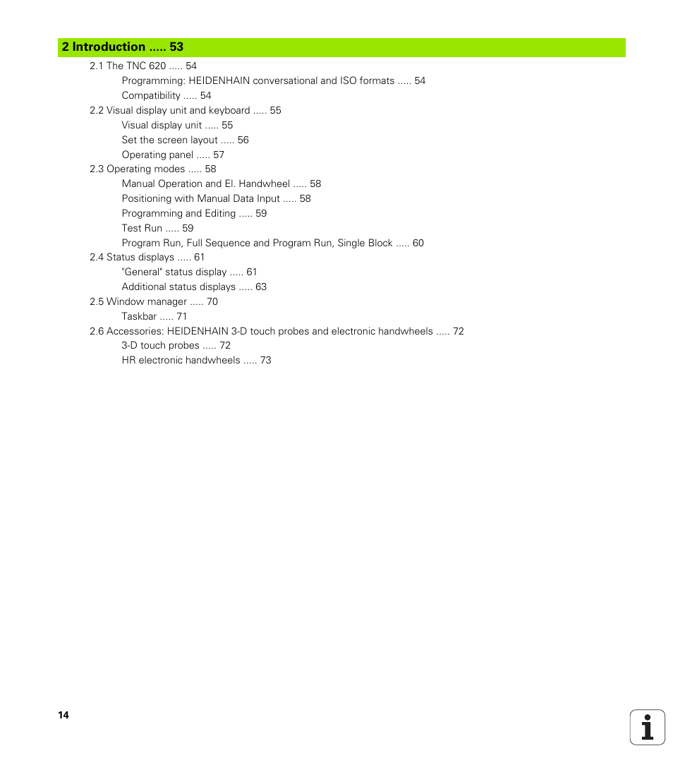 HEIDENHAIN TNC 620 (73498x-01) ISO programming User Manual | Page 14 / 497