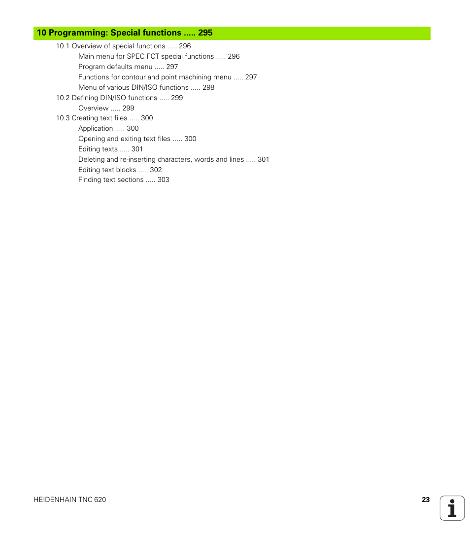 HEIDENHAIN TNC 620 (73498x-01) ISO programming User Manual | Page 23 / 497