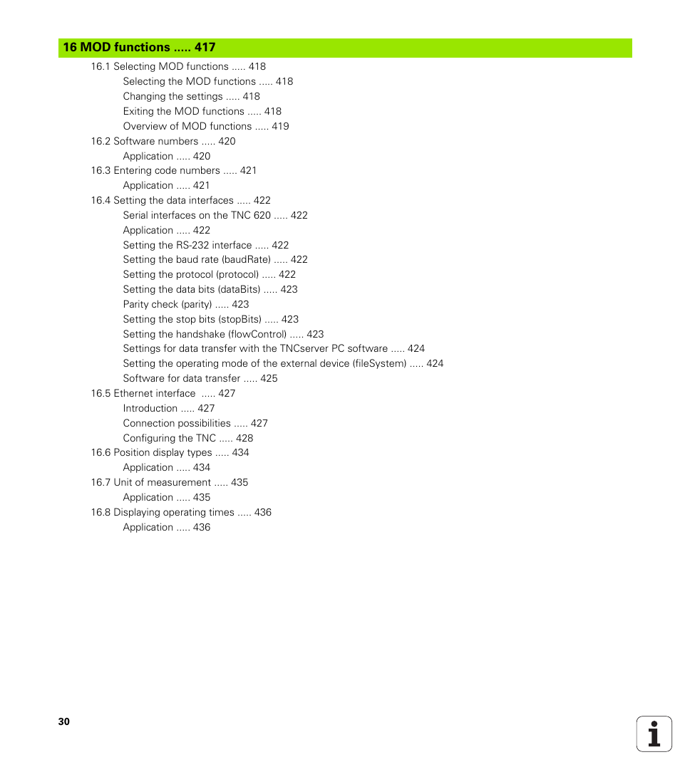 HEIDENHAIN TNC 620 (73498x-01) ISO programming User Manual | Page 30 / 497