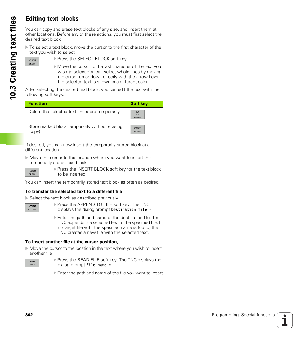 Editing text blocks, 10 .3 cr eating t e xt files | HEIDENHAIN TNC 620 (73498x-01) ISO programming User Manual | Page 302 / 497