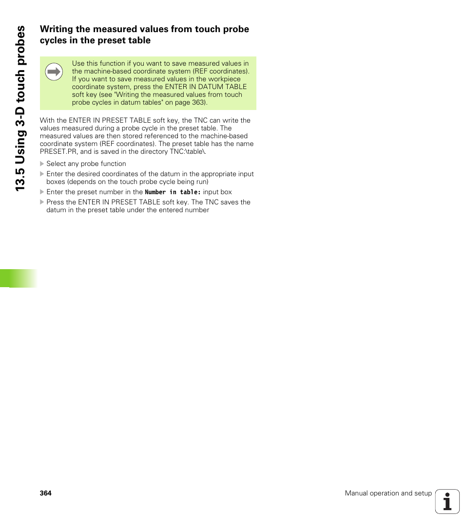 5 using 3-d t ouc h pr obes | HEIDENHAIN TNC 620 (73498x-01) ISO programming User Manual | Page 364 / 497