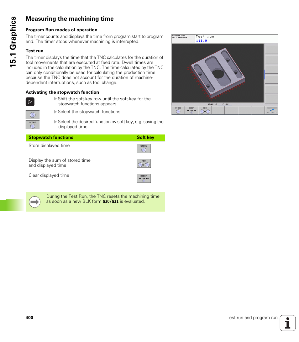 Measuring the machining time, 1 gr aphics | HEIDENHAIN TNC 620 (73498x-01) ISO programming User Manual | Page 400 / 497
