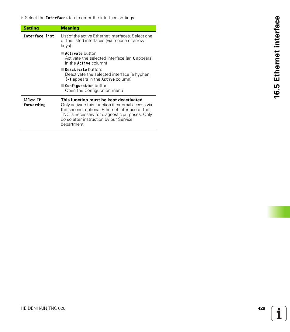 5 ether n et int e rf ace | HEIDENHAIN TNC 620 (73498x-01) ISO programming User Manual | Page 429 / 497