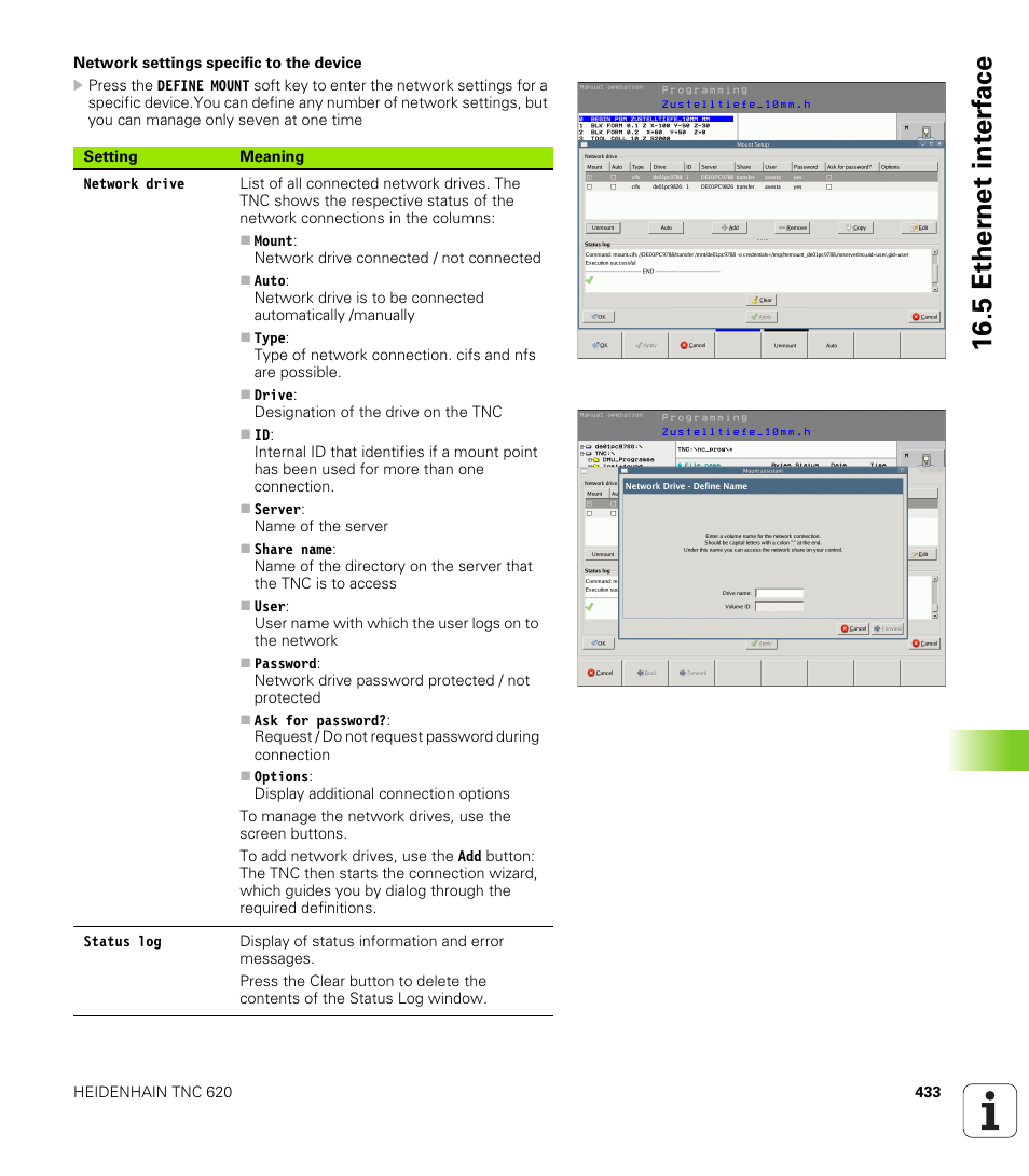 5 ether n et int e rf ace | HEIDENHAIN TNC 620 (73498x-01) ISO programming User Manual | Page 433 / 497