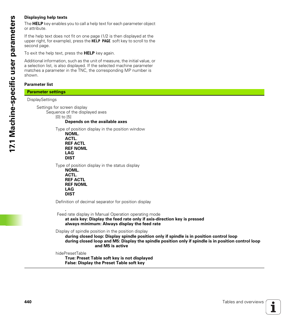 1 mac h ine-specific user par a met e rs | HEIDENHAIN TNC 620 (73498x-01) ISO programming User Manual | Page 440 / 497