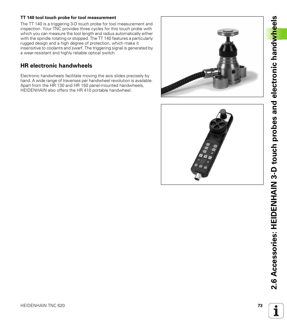 Hr electronic handwheels | HEIDENHAIN TNC 620 (73498x-01) ISO programming User Manual | Page 73 / 497