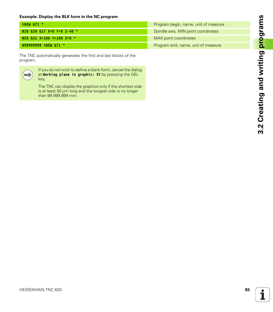 2 cr eating and wr iting pr ogr a ms | HEIDENHAIN TNC 620 (73498x-01) ISO programming User Manual | Page 83 / 497