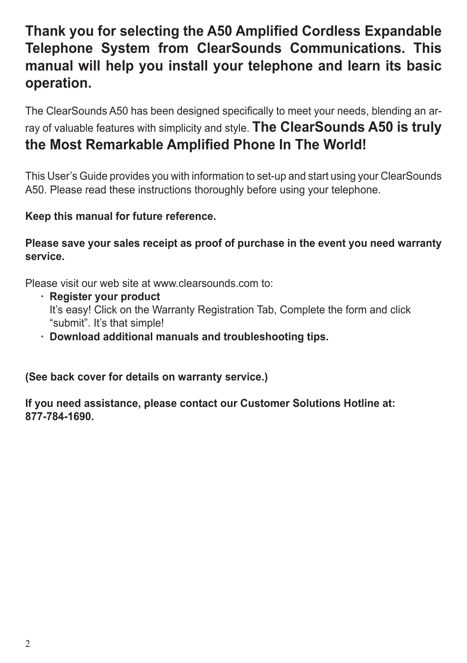 ClearSounds A50 User Manual | Page 2 / 89