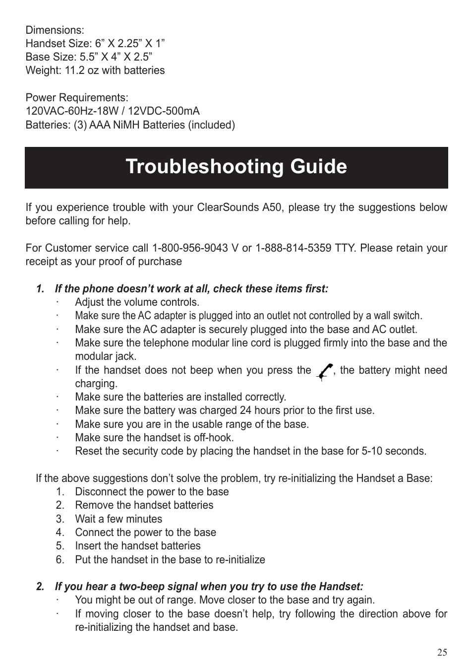 Troubleshooting guide | ClearSounds A50 User Manual | Page 27 / 89