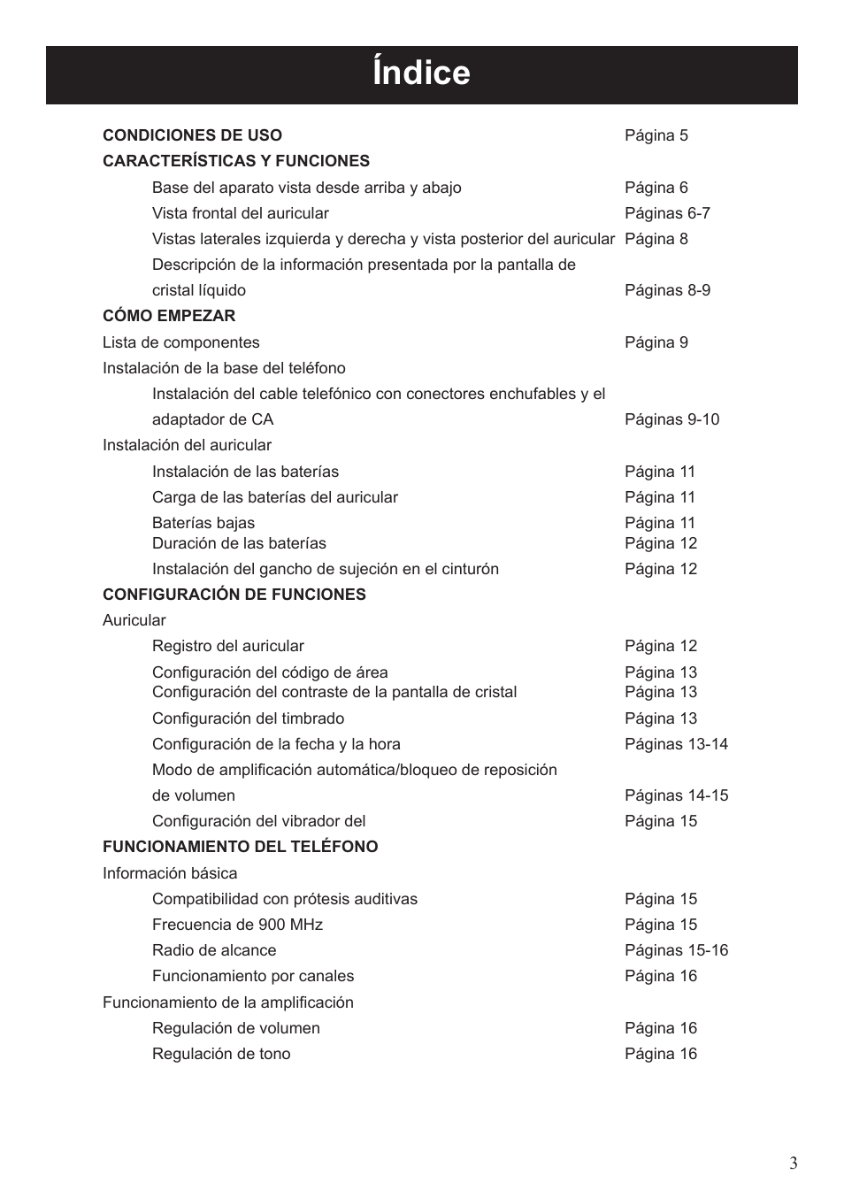 Índice | ClearSounds A50 User Manual | Page 63 / 89