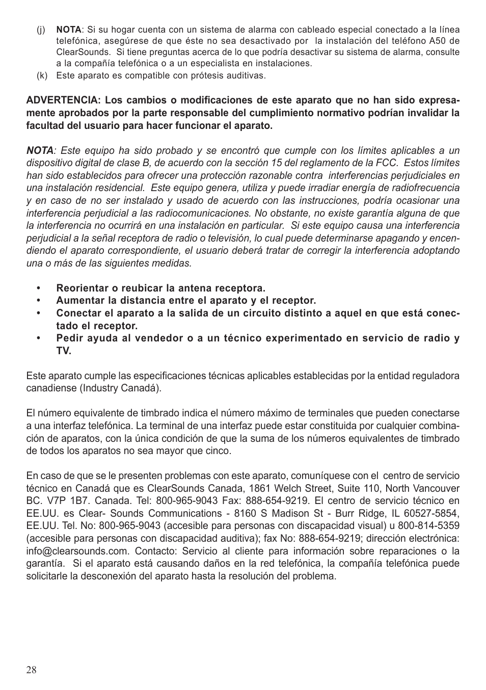 ClearSounds A50 User Manual | Page 88 / 89
