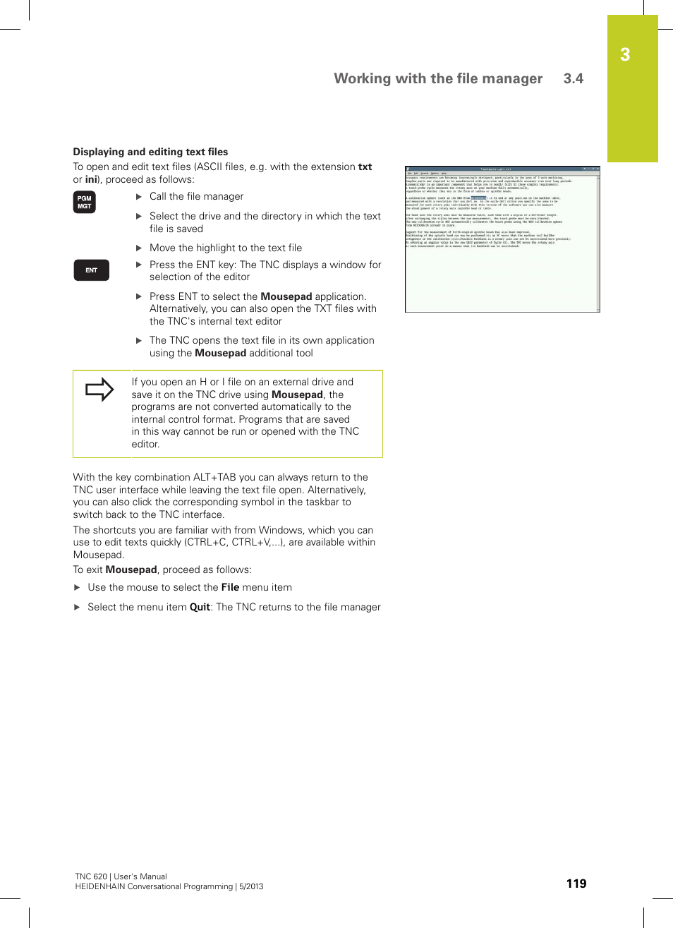 Working with the file manager 3.4 | HEIDENHAIN TNC 620 (73498x-02) User Manual | Page 119 / 599