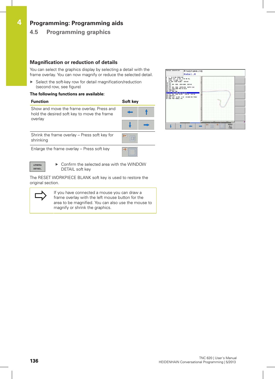 Magnification or reduction of details | HEIDENHAIN TNC 620 (73498x-02) User Manual | Page 136 / 599